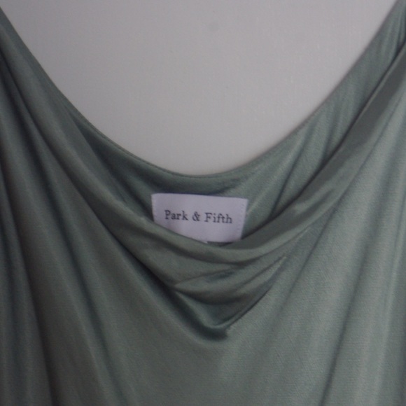 Satin sage green bias cut wedding guest dress with a cowl neckline size M/L - Picture 3 of 4